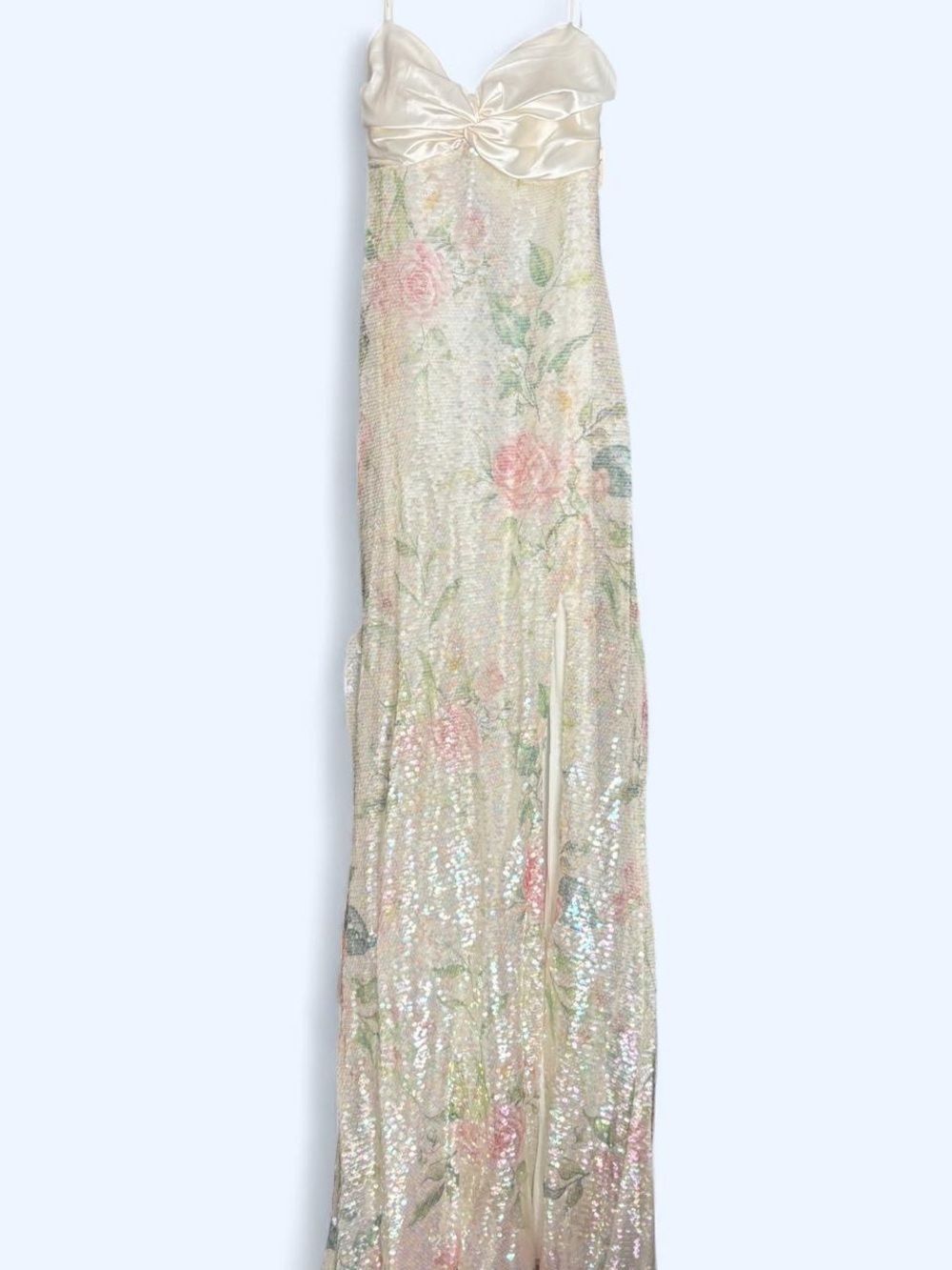 Windsor Ivory Sequin Strapless Floral Gown